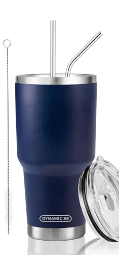 D·S 30 oz Navy Tumbler Double Wall Vacuum Insulated Travel Coffee Mug - color: Navy