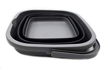 SAMMART 11L (2.9 Gallon) Collapsible Rectangular Handy Bucket (1, Grey/Black) - color: Grey/Black