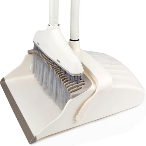 Dustpan Brush Set (White and Brown) - color: White and Brown