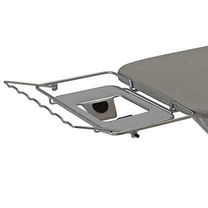 Household Essentials Wide Top Ironing Board with 4‑Leg Steel Frame, Fixed Iron Rest, Silicone‑Coated Cotton Cover, Grey - color: Grey/Silver, size: 49" L, style: With iron station