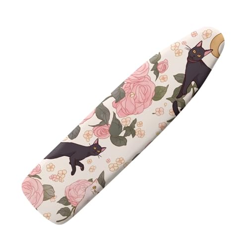 Iron Board Cover Stretchy Table Top Ironing Board with Elastic Edges, Cat Floral Print Non-Slip Iron Board Protector Ironing Accessories - color: Cat Floral