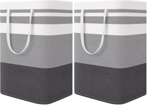StorageRight Large Collapsible Laundry Basket Hamper with Easy Carry Handles，Freestanding Clothes Hampers for Laundry, Bedroom, Dorm, Towels, Toys, 75L, Gradient Grey (Pack of 2) - color: Gradient Grey, size: 75L (Pack of 2)