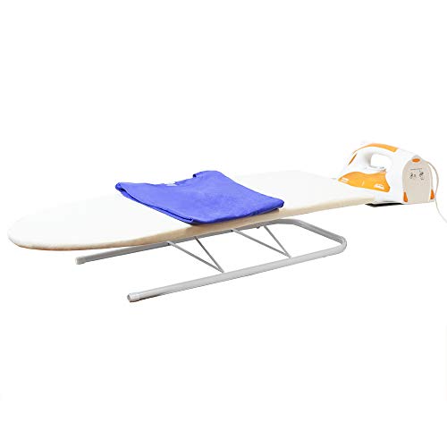 Sunbeam Home Basics Tabletop Convenient & Portable Ironing Board with Folding Legs and Iron Rest 12x32, Beige