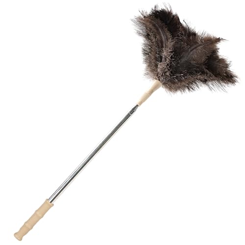Extendable Ostrich Feather Duster 27-94 Inch, Natural Cleaning Duster Extension Pole Reusable for High Ceilings, Fans, Blinds, Furniture, Interior & Roof Dusting(one Pack) - size: Ostrich Feather