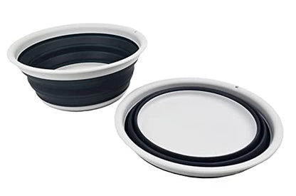SAMMART 7.5L (1.98 Gallon) Collapsible Tub - Foldable Dish Tub - Portable Washing Basin - Space Saving Plastic Washtub (Grey/Slate Grey (Set of 2)) - color: Grey/Slate Grey (Set of 2)