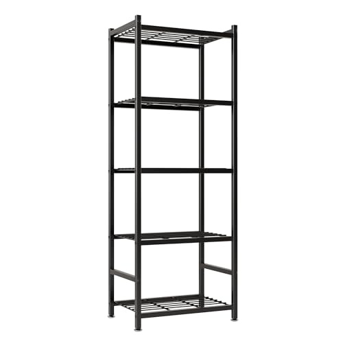 Storage Shelves, 5-Tier Metal Shelving Unit with Leveling Feet, Shelf Organizer for Garage, Kitchen, Pantry and Closet Organization,17.7" x 11.8" x 56.3", Black - color: Black, size: 17.7" x 11.8" x 56.3"(5T)