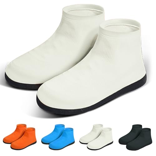 Waterproof Shoe Covers, Reusable Latex Rain Shoe Covers, White, L - color: White-02, size: L