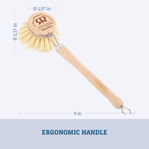 Redecker Dish Brush, Tampico Fiber, 1-1/2 Inch Round, Single – Wooden Dish Scrub Brush for Everyday Cleaning, Untreated Beechwood, Made in Germany - size: Single Unit, 1-1/2-Inches Diameter
