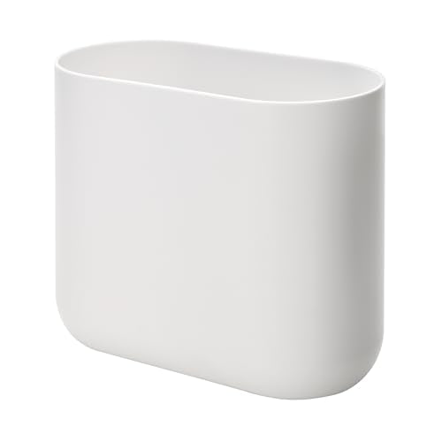 iDesign Small Slim Plastic Bathroom Trash Can, White - color: White, style: Pack of 1