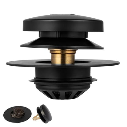 Artiwell Tub Drain, 2 in 1 Pop-up Bathtub Plug with Hair Catcher - color: Matt Black
