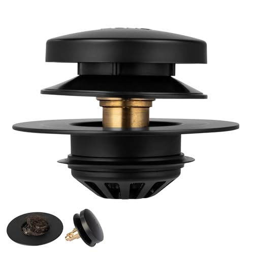 Artiwell Tub Drain, 2 in 1 Pop-up Bathtub Plug with Hair Catcher - color: Matt Black
