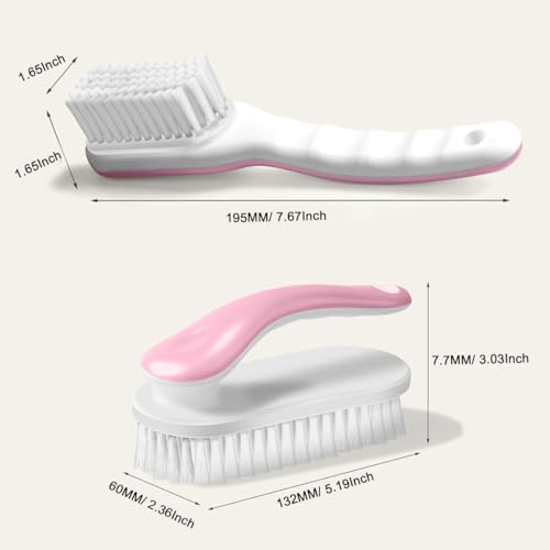 2Pack Shoe Cleaning Brush Household Laundry Clothes Scrubbing for Stains Bathroom Ergonomics Grip Easy Hold (2, Orange) - color: Orange