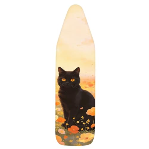 Black Cat Ironing Board Cover and Pad Cover with Padding Standard Size Heat-Resistant Ironing Board with Elastic Edges Iron Boards Covers - color: Black Cat5