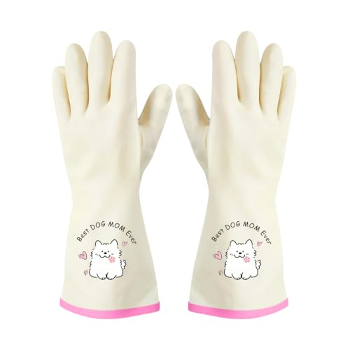 Rubber Cleaning Reusable Gloves, Practical House Warming Gifts - color: Pink-dog Mom