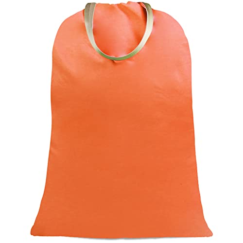 Sanlykate Large Canvas Cotton Laundry Bag with Drawstring & Handles, Heavy Duty Durable Dirty Clothes Organizer, Tear Resistant Hamper Liner Storage Bag, Travel Sack, 25.5 x 34inch - Melon Yellow - color: Melon yellow