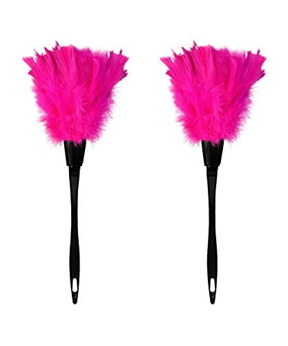 Turkey Feather Dusters for Cleaning Home Blinds Kitchen car Office, Eco-Friendly Reusable （2 pcs Rose red） - color: Rose Red