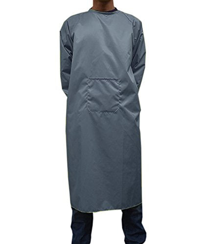 Adults Long Sleeve Cooking Kitchen Apron Waterproof Artist Drawing Apron - color: Gray, size: Free Size
