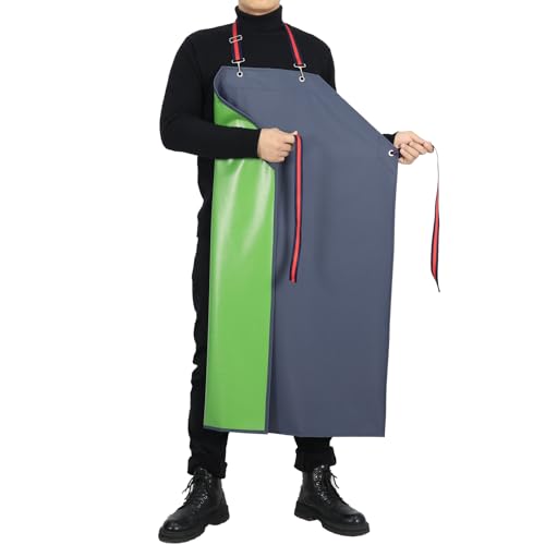 Heavy Duty PVC Waterproof Apron Oil Resistant Chemical Corrosion Resistance for Food Factories Kitchens Gardening - color: Deep Blue-43.3inches (110cm)