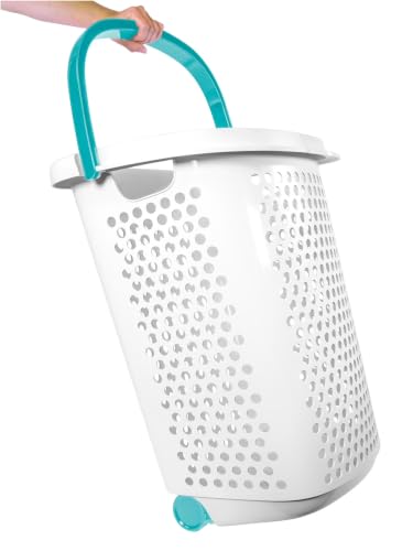 2 Pack, Rolling Plastic Laundry Hamper, White, Adult