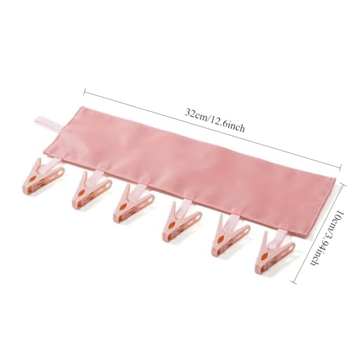 Portable Hanger Clips Travel Clothesline Folding Towel Drying Rack - color: Pink