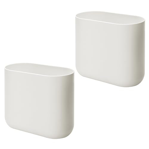 iDesign Small Slim Plastic Bathroom Trash Can, Coconut White, 2-Pack - color: Coconut, style: Pack of 2