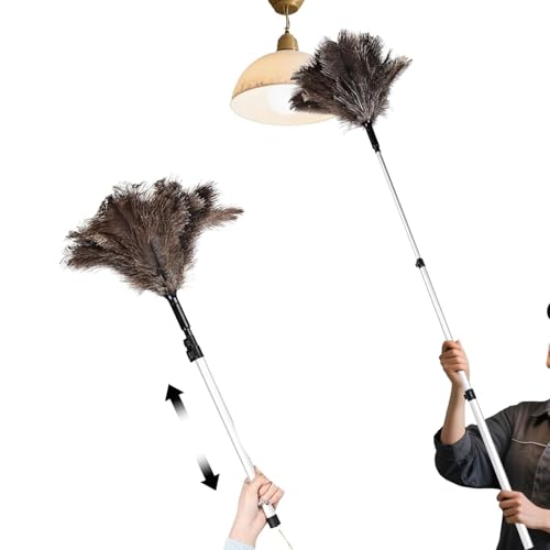 Extendable Ostrich Feather Duster up to 25-49 inches - color: Natural-b-1pcs