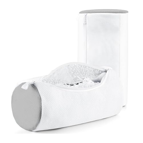 Shoe Washing Machine Bag: Laundry Shoe Bag for Washer and Dryer - 2pc Reusable Shoe Cleaning Bag for Sneaker Tennis Shoes Unstain Cleaner Kit(White,2pcs) - color: White