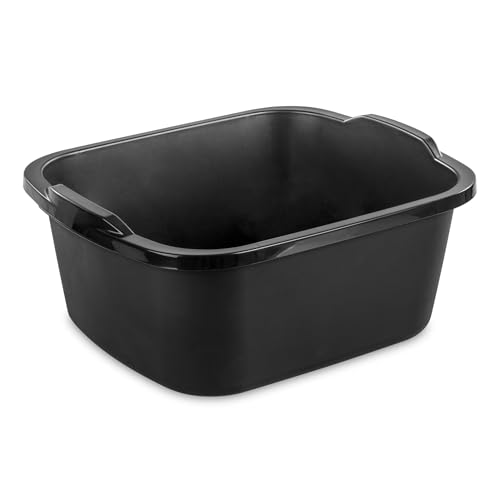 Plastic Wash Tub Dishpan Basin and Foot Bath for Soaking Feet, Laundry Hand Wash Bucket, Dish Pans for Washing and Storage Cleaning Supplies - 18 Qt - Heavy Duty Black