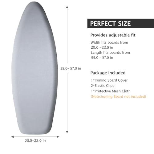 SheeChung Ironing Board Cover and Pad 22"x57",Wide Ironing Board Cover - color: Gray, size: 57"x22"