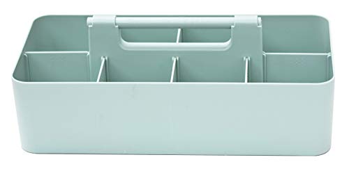 Portable Caddy Organizer -2 Stackable Plastic Caddy with Handle | Desk, Makeup, Dorm Caddy, Classroom Art Organizers (Made In Usa) (Ivory/Mint) - color: Ivory / Mint