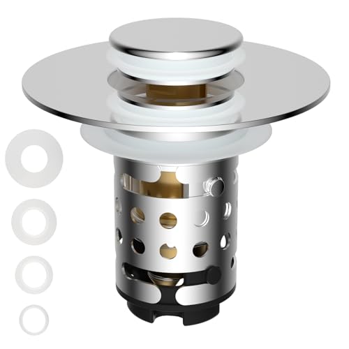 Universal Bathroom Sink Drain Stopper Hair Catcher, Chrome - color: Chrome Finish