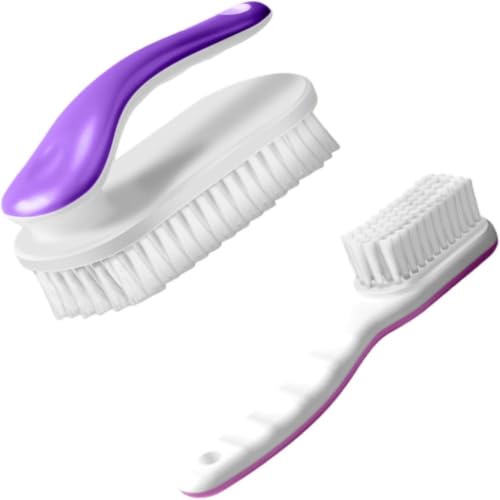 2 Pack Shoe & Laundry Cleaning Brush,Household Soft Bristle Scrubbing for Clothes,Bathroom Stains Removal,Ergonomics Grip Easy Hold - color: Purple-01