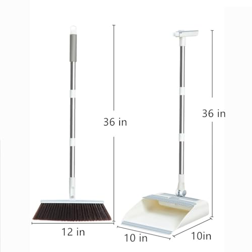 5-in-1 Foldable Cleaning Kit Broom & Dustpan Set with Interchangeable Lint Roller & Wire Brush, Window Squeegee, Ergonomic Handle, Daily Home Cleaning for Small Flats, Salons & Offices