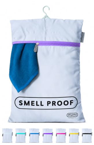 MUMI Smell-Proof Travel Laundry Bag with Folding Hanger, Purple - color: Purple