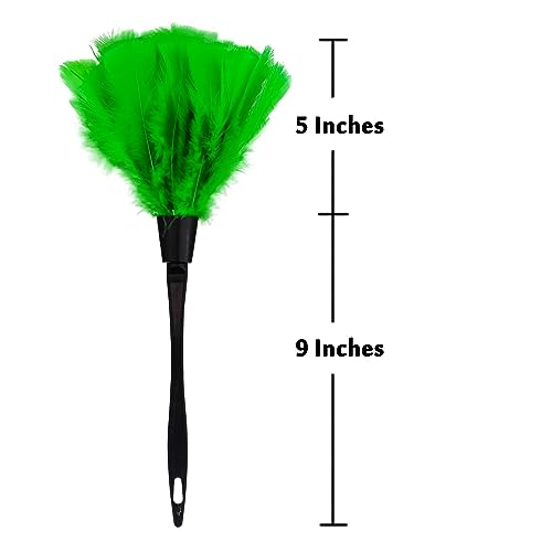 Turkey Feather Dusters for Cleaning Home Blinds Kitchen car Office, Eco-Friendly Reusable （2 pcs Green） - color: Green