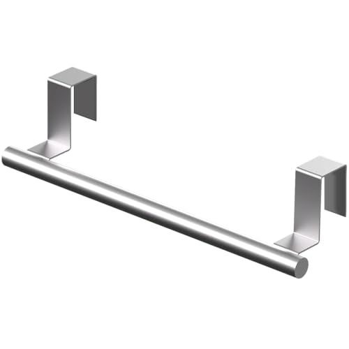 Cabinet Door Towel Bar, Kitchen Towel Holder, Silver, Single - color: Brushed Finish - 1 Pack