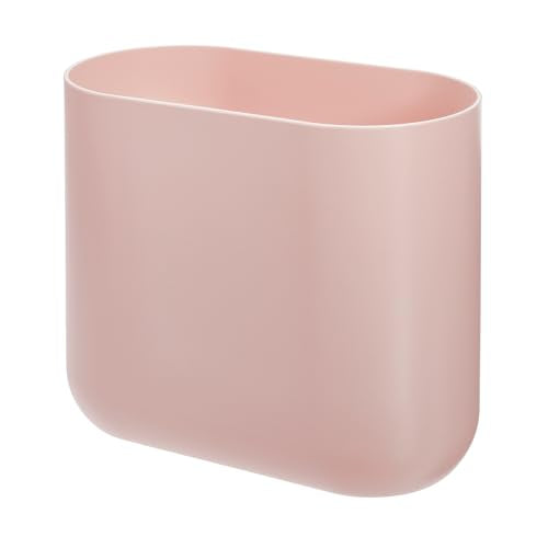 iDesign Small Slim Plastic Bathroom Trash Can, Pink - color: Pink, style: Pack of 1