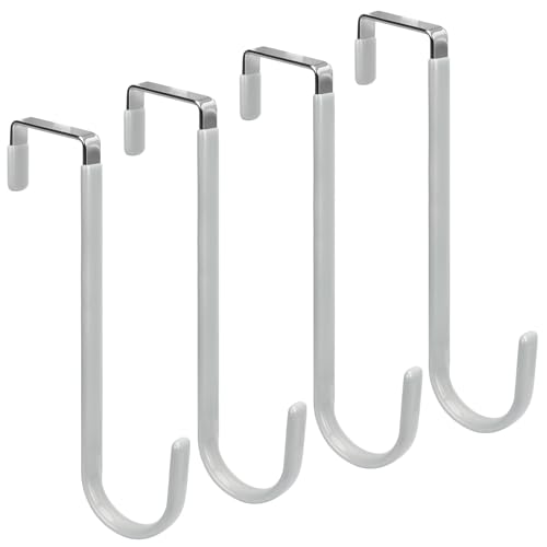 FYY Over the Door Hooks, Single-Hanger 4 Pack, Fits Doors 1.6" Silver - color: A Silver, size: Long, style: 4 Pack