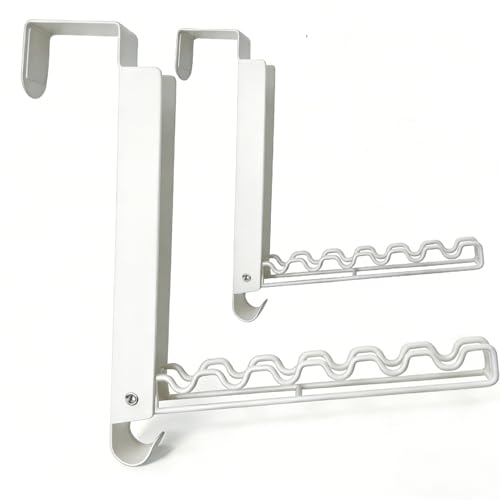 Over The Door Drying Rack, Double Folding Portable Hanging Organizer, Space Saving No Drilling Design for Laundry Bathroom Bedroom Closet, 2 Pack, White - color: 2-white