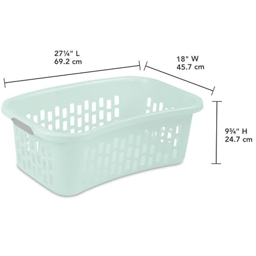 Sterilite HipHold Laundry Basket, Plastic Rectangle Clothes Hamper, 18 Pack - color: Mint, size: 1.5 Bushel (18 Pack)