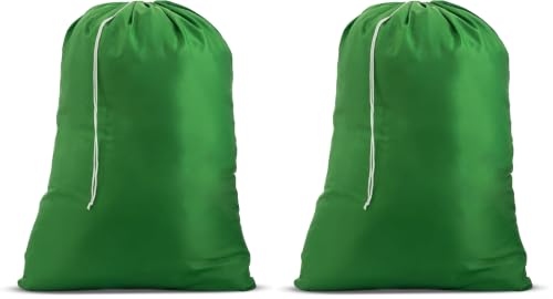 Nylon XL Laundry Bag - Locking Drawstring Closure, Machine Washable, These Large Bags Will Fit a Laundry Basket and Strong Enough to Carry up to Two Loads of Clothes (Green | 22" x 32") (Pack of 2) - color: Green, size: 22" x 32" (Pack of 2)