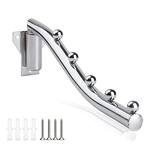 Folding Wall Mounted Cloth Drying Rack, Garment Hook with Swing Arm - color: 5 Hanger 28CM