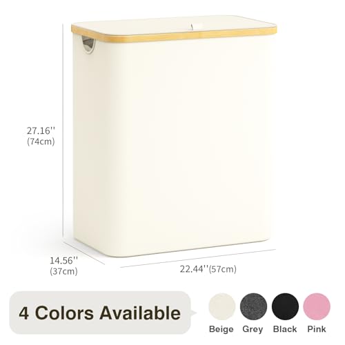 Hampers for Laundry Basket with Lid, 160L Large Laundry Hamper 3 Section - color: Beige, size: 160L