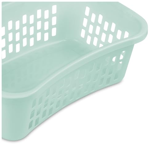 Sterilite HipHold Laundry Basket, Plastic Rectangle Clothes Hamper, 12 Pack - color: Mint, size: 1.5 Bushel (12 Pack)