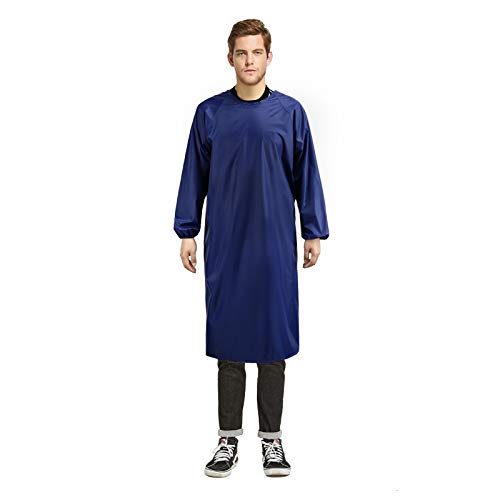 Surblue Waterproof Apron Long Sleeves, 47" Plus Size Aprons, Heavy Duty Smock Overalls for Lab Work, Cleaning, Work Shop, Dishwashing, Dog Grooming, Blue - color: Z-blue