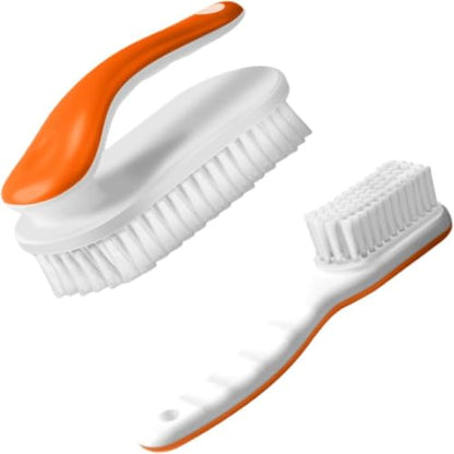 2 Pack Shoe & Laundry Cleaning Brush, Household Soft Bristle Scrubbing for Clothes,Bathroom Stains Removal,Ergonomics Grip Easy Hold - color: Orange-01