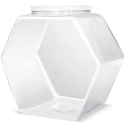 Woozettn Plastic Candy Jar,Hexagon Cookie Jars for Kitchen,Clear Hexagonal Containers with Lids for Dry Food,Candy,Snacks,Cookies,Craft,Laundry Pod(1 Pcs)