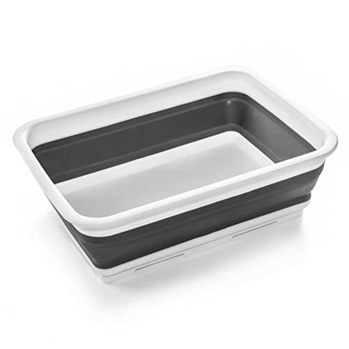 BINO Collapsible Wash Basin - White | Portable Dish Tub | Kitchen | Camping | Sink | Home Essentials | Baby Travel | Folding Dish Pan for Maximum Space Saving - color: White