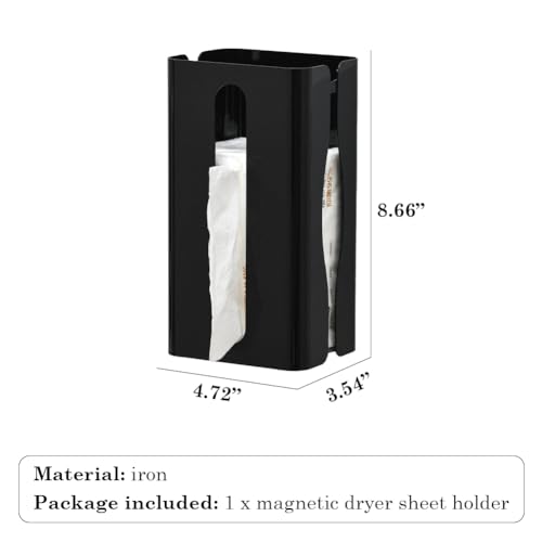 OLizee® Magnetic Dryer Sheet Holder Dryer Sheet Container Kitchen Tissue Box Dryer Sheet Dispenser Tissue Storage Holder for Metallic Surfaces Black