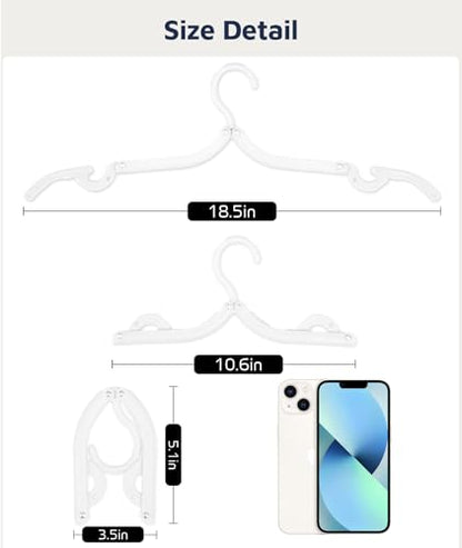 20 Pcs Travel Hangers, Cruise Ship Essentials Foldable Hangers Plastic Travel Essentials, Portable Cruises Must Haves 2026 for Suitcase, RV Camping Airplane Europe Vacation Essential, White - color: White